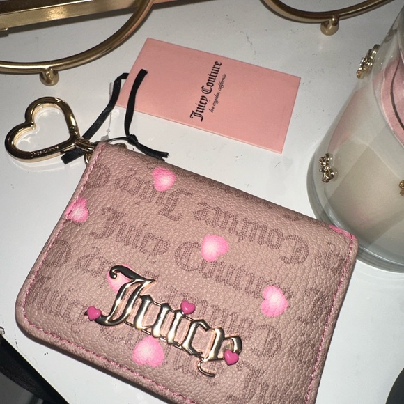 Juicy Couture Handbags - Juicy Couture Tan and Pink Heart Wallet